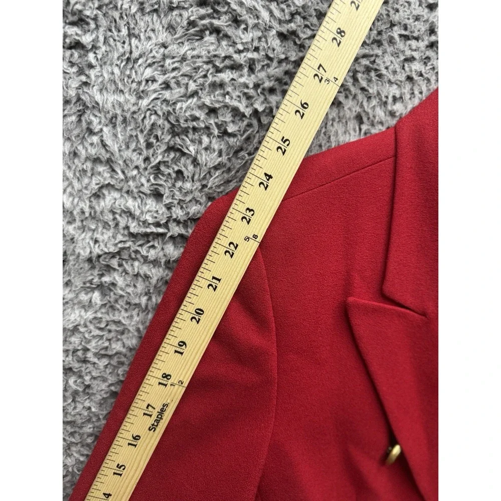 Vintage Christian Dior Red Double Breasted Blazer‎ Jacket Gold Logo Buttons